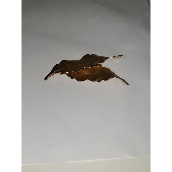 A Gold Tone Leaf Brooch Pin Oak Tree Fall Vintage Costume Jewelry - Picture 5 of 12